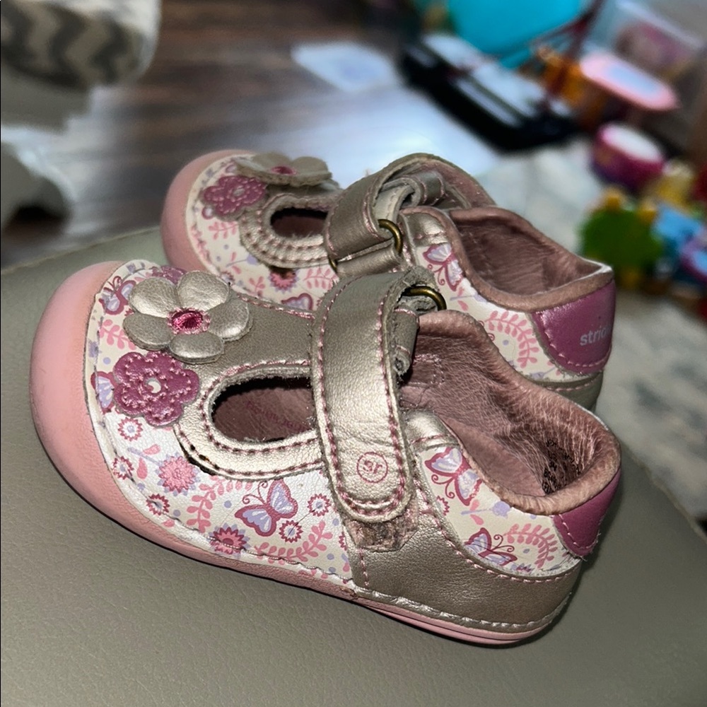 Stride Rite Pink and Gold Baby Walker Shoes